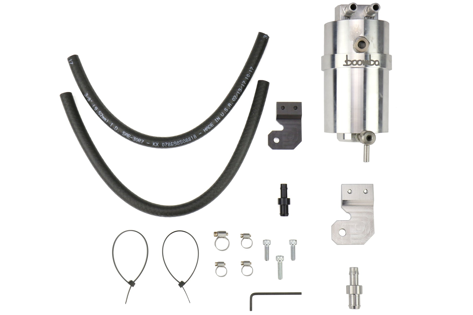 BBA031-00-026N Boomba Racing Stage 2 Oil Catch Can Kit (PCV) - 2015+ WRX-Silver,